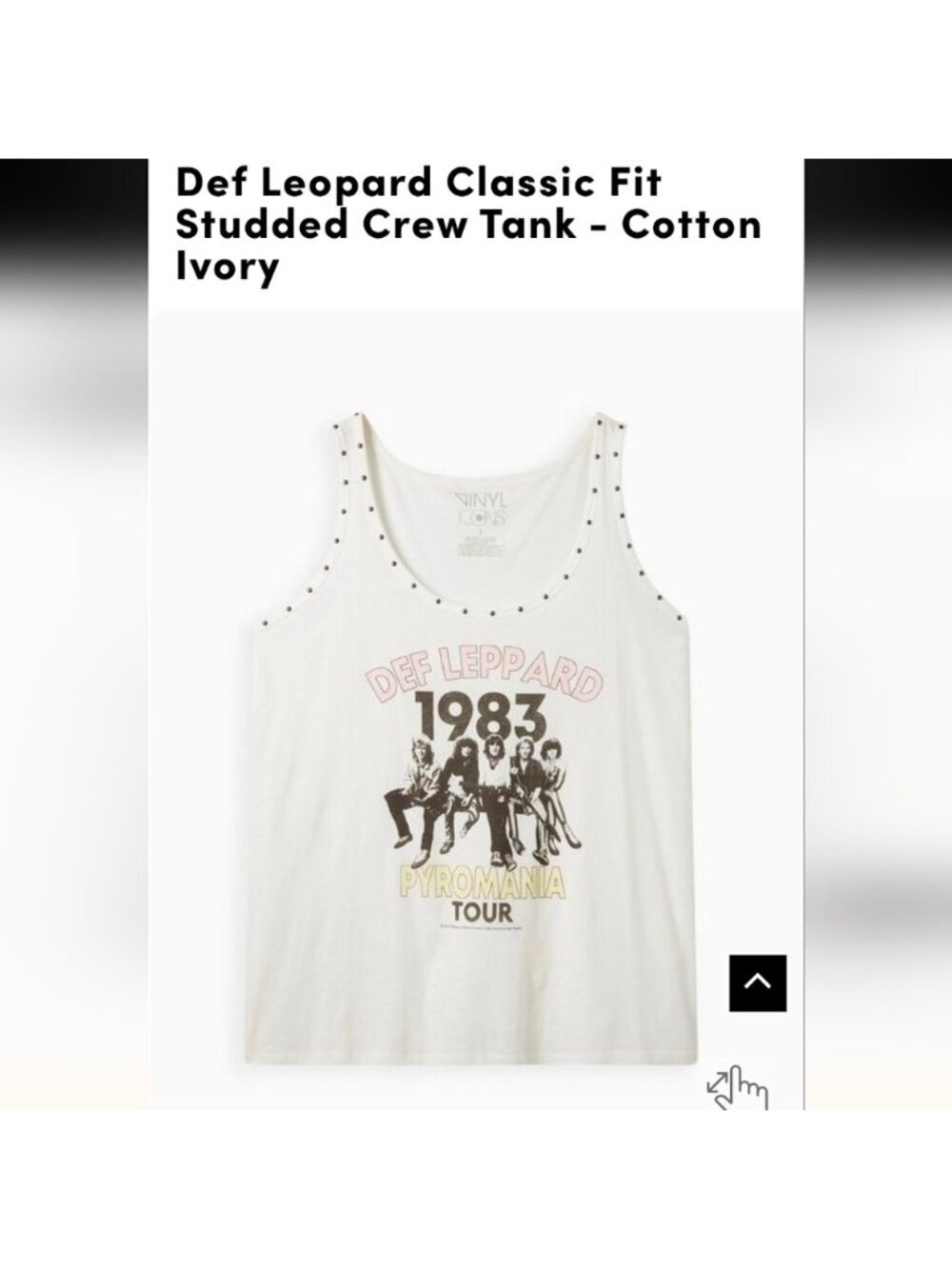 Torrid Def Leopard Studded Crew Tank Cotton Ivory, band tee 80s glam rock Sz 5x